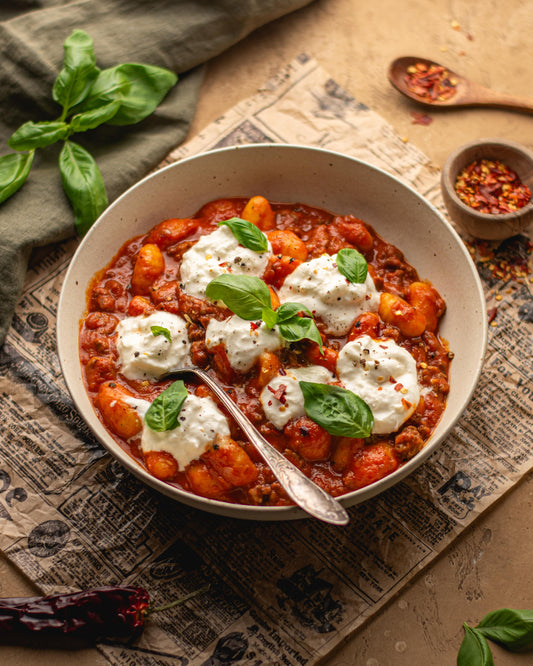 Gnocchi met Harissa en Burrata